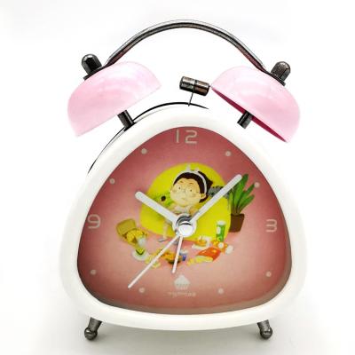 China Latest Antique Style Hot Sale Package Display Box Triangle Table Top Kids Bedside Alarm Clock for sale