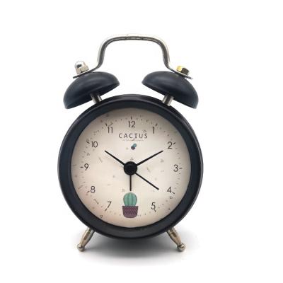 China Print Antique Design Spring Style Clock Train Night Light Season Pattern Desktop Alarm Clock for sale