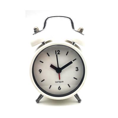 China Small Shell Alarm Clock Logo Printing Festival Gift Antique Style Clock AA Battery Metal Pack for sale