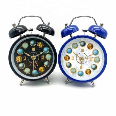 China LUMINOVA Super Loud Quartz Alarm Clock Roman Numeral Clock Face Metal Dual 3 Inch Planet Bell for Bedroom Bedside Desk for sale