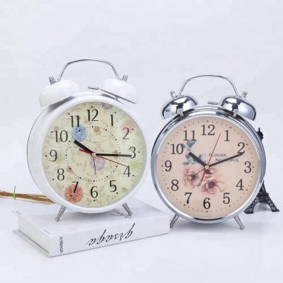 China Retro Style Vintage Style Antique Home Decor Oversized 8 Inch Alarm Clock Quartz Movement Metal Table Clock for sale