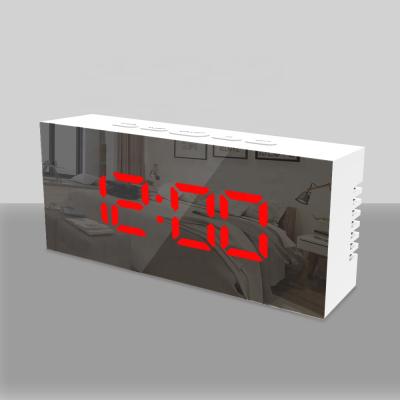 China LUMINOVA LED Mirror Display Wireless Alarm Clock New Mode Digital Table Desk Alarm Clock for sale