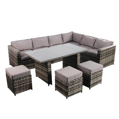 China New Durable L Shaped Multi-Seat Sofa Coffee Table Set Outdoor Garden Leisure Furniture Sofa for sale