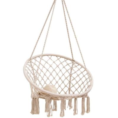 China New Durable White Cotton Rope Outdoor Furniture Hanging Swing Hanging Chair for sale