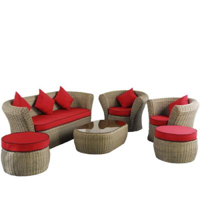 China Durable High Quality Round Rattan Sofa Combination Modern Low Price Garden Rattan Furniture for sale