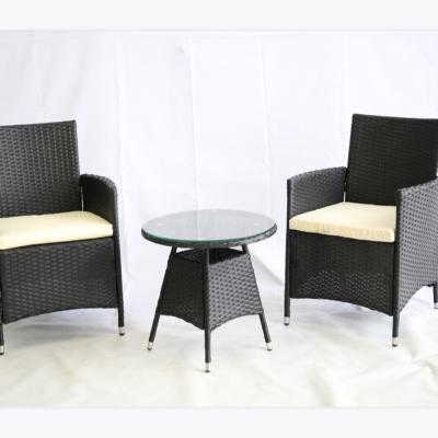 China Durable Outdoor Three-Piece Rattan Coffee Table Combination Rattan Table Chair Leisure Patio Furniture Coffee Table Rattan Chair for sale