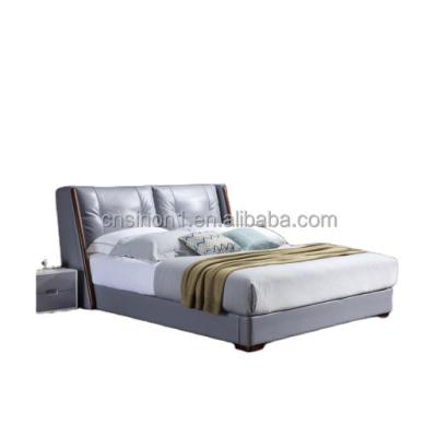 China Other China Factory Leather 1.8m Double Bed Genuine Leather Soft Beds With Great Price for sale