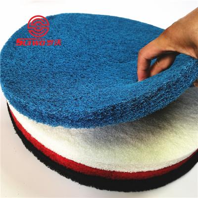 China Floor Cleaning 17 Inch Blue Non Woven Polishing Pads Floor Cleaning Pads For Use In Wet Or Dry Orbital Cleaning Machines for sale