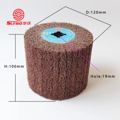 China Cleaning Factory Price Wire Drawing Wheel Brush Upper Abrasive Drum 60# 80# Grit For Matel Cusomized for sale