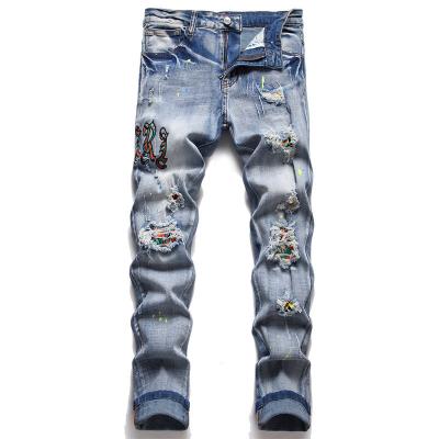 China Viable Wholesale Customized New Design Skinny Men Men Folded and Worn Jeans, High Quality Washed Blue Jeans, Men's Pants for sale