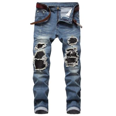 China 2022 New Design Fashion Sustainable Skinny Jeans Customized Stacked Jeans Men Slim Cut Out Stretch Pants Men for sale