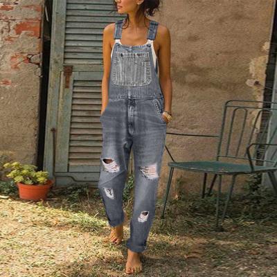 China Windproof Made in China Summer Sling Print Women's Blue Jeans Pants Fashion Loose Overalls Sling Pants for Ladies for sale