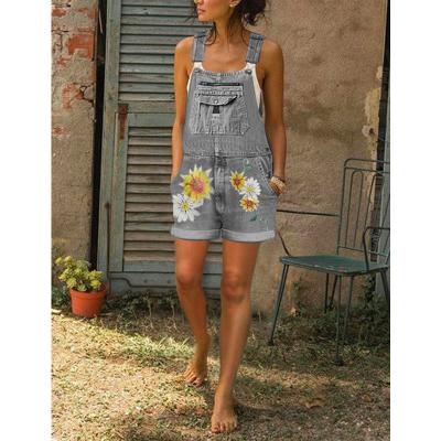 China Color Fade Proof Women Denim Shorts Overalls Streetwear Washed Print Workwear Plus Size Loose Denim Shorts Mom Jeans for sale