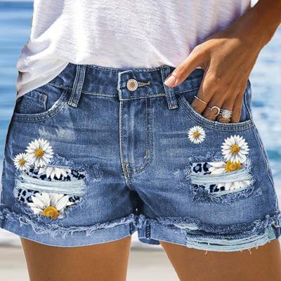 China 2022 New Summer Fashion Women's Designer Breathable Blue Ripped Distressed Women's Denim Shorts Mom Plus Size Jeans For Women for sale