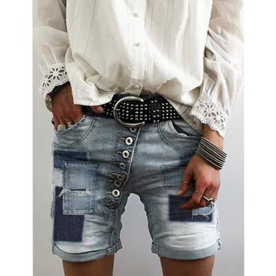 China Color Fade Proof Women's Denim Shorts Fashion Vintage Workwear Jeans Loose Street Casual Patches Plus Size Women's Pants High Top for sale