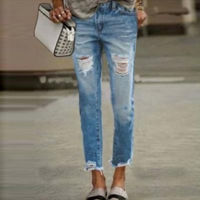 China Viable High Waist Women's Jeans Long Pants Fashion Casual Loose Mom Straight Pants Plus Size Women's Jeans for sale