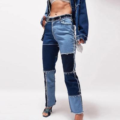 China New European and American jeans patch viable high quality straight-leg denim pants straight-leg pants wild autumn simple wild autumn for sale