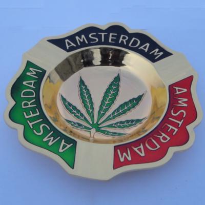 China Amsterdam Portable Wholesale Zinc Alloy Sheet Rolling Tray Metal Ashtray for sale