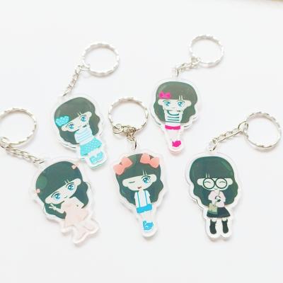 China Photo Acrylic Stretching Laser Cut Plastic Diy Design Customized Clear Printed Acrylic Anime Glitter Key Chain Charm Custom for sale