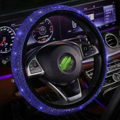 China Luxury Bling Crystal Car Steering Wheel Cover Rhinestone Rhinestone Fleece Bottom Non-slip Coating - Bling Light Cover Steering Wheel for sale