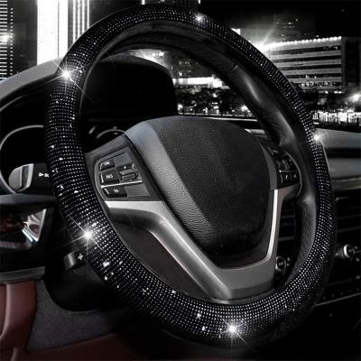 China Fashion BLING Black Headrest Wheel Cover Car Neck Pillow Rhinestone Diamond Rhinestone Steering Car Interior Auto Parts Handbrake for sale