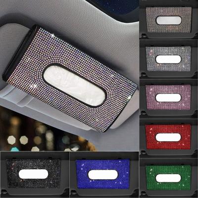 China Hot Bling Bling Crystal New Full Drill Diamond Band Drill Drawer Car Paper Towel Bag North America Noise Boxcar Paper Towel Sunshade Drill for sale