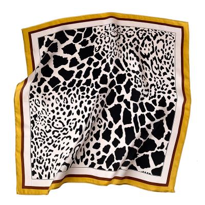 China Soft sweet feeling hot sale! Small natural silk scarf fashion small square print soft silk leopard scarf for sale