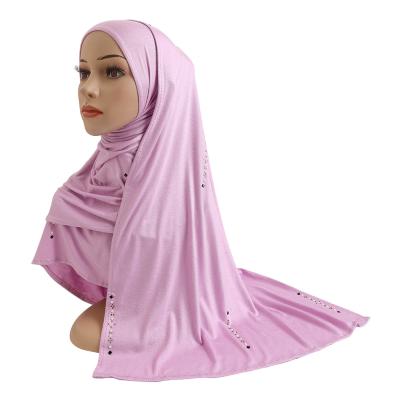 China Soft ; smooth ; elasticity muslim dubai textured cape cotton modal mercerized cotton ironed diamond scarf hat scarf malaysian lady for sale