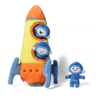 China Unique Design Chewable Novel Rocket Cotton Plush Dog Hide & Seek Viable Training Toys for sale