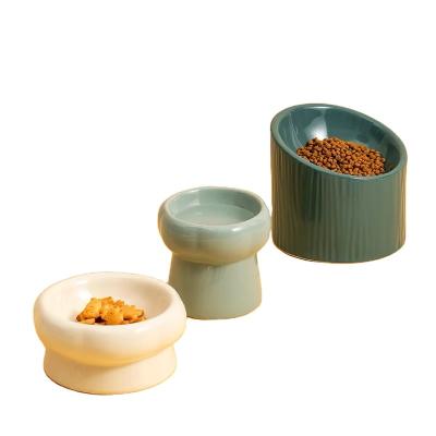 China New Style Non-automatic Lower Price Raised Pet Feeding Bowls High Standup Cat Food Bowl Ceramic Cat Bowl for sale