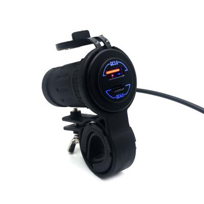 China China-chic New Double Access Waterproof Handlebar Motorcycle USB Car Charger Power Outlet China-chic Charge 4.0 PD Type C QC3.0 12V Plug for sale