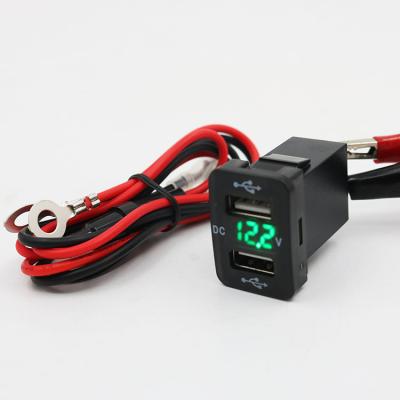 China New Mobile Phone.Tablet 3.1A USB Car Charger With Voltmeter In Green LED for sale