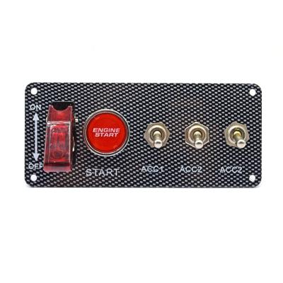 China 12V -24V Trucks Hot Sale Automobile Switches Carbon Engine Start Push Button LED Toggle Race Car 12V Auto Ignition Switch Panel for sale