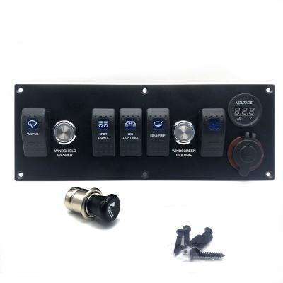 China Used for marine auto boat rv auto switch panel boat switch panel 7 strip rocker switch marine inverter panel for sale