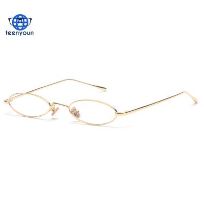 China Mens Oval Glass Frame Reading Glasses Small Retro Gold Metal Frames Clear Glass Optical Glasses Unisex for sale