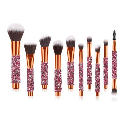 China Bling Skin-Friendly Crystal Handle Diamond Makeup Brushes 10 PCs Glitter Cute Makeup Brush Set Makeup Brush Set for sale