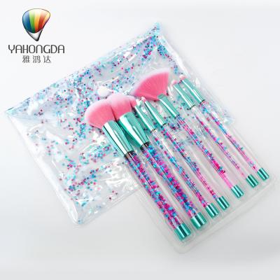 China popular 7 pcs skin-friendly glitter cosmetic custom makeup brush set with glitter bag for sale