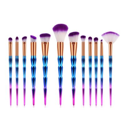 China 12 Pcs Diamond Skin-Friendly Colored Glitter Gradient Cosmetic Makeup Brush Set for sale