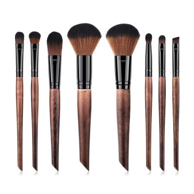 China 8 Pcs Beauty Makeup Skin-friendly Wooden Brush Set For Foundation With PU Leather Bag/Pocket for sale