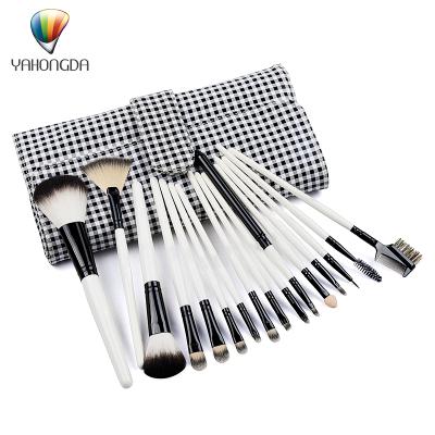 China Angular Blush Wholesale 16 Pcs Facial Makeup Brushes With Pouch for sale