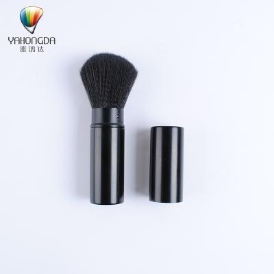 China Hot Fashion Face Metal Handle Soft Goat Hair Cosmetic Beauty Tools Single Retractable Blush Brush for sale