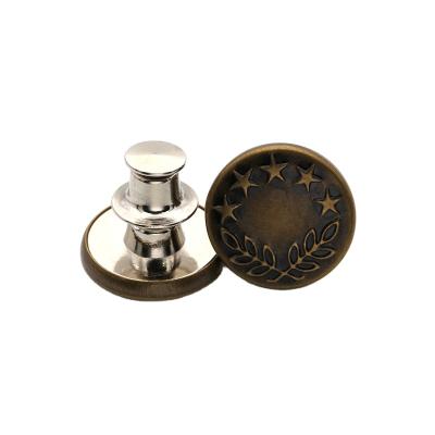 China Cheap High Quality Nickel Free Custom Engrave Name Logo Antique Copper Color Metal Brass Jeans Rivet Buttons for sale