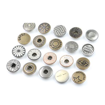 China High quality washable metal elastic denim buttons brass buttons with rivets for jeans button with logo Te koop