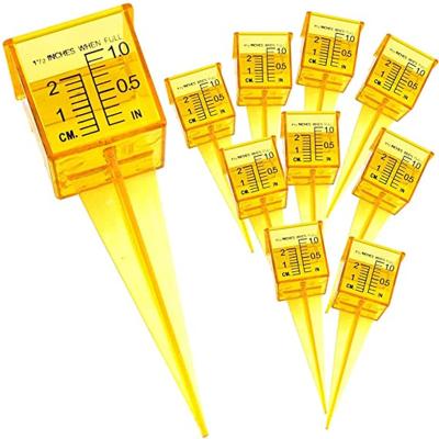 China Yellow Square Plastic Outdoor Water Rain Gauge Digital Weather Garden Rain Gauge Measuring Tools 1.5 Inches for sale