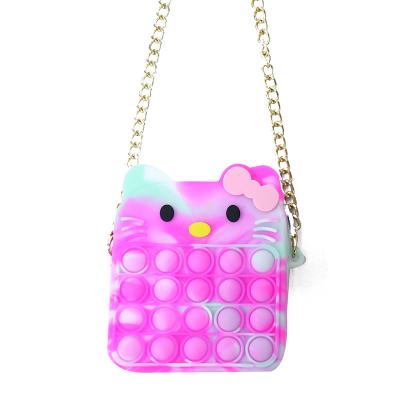 China Relieve Stress Anti-Anxiety Pop Itting Hot Sell Toy Kitty Bag Kid Wallet Coin Purse Silicone Pop Itting Bags For Girls Pop Itting Shoulder Bag for sale