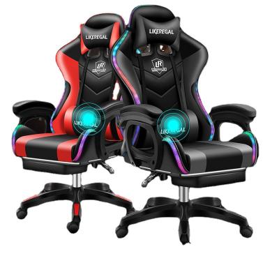 China Convertible Swivel Steel Legs Cool Bluetooths LED Speaker Gaming Chair with Lights and Speakers for sale