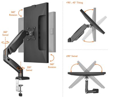 China Computer Monitor Aluminum Adjustable Desk Mount Single Monitor Arm Screen Stand for sale