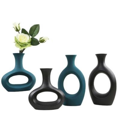 China Mediterranean Creative Ceramic Vase Flowers Collectibles Desk Shelf Office Vase Home Office Modern Living Room Decor for sale