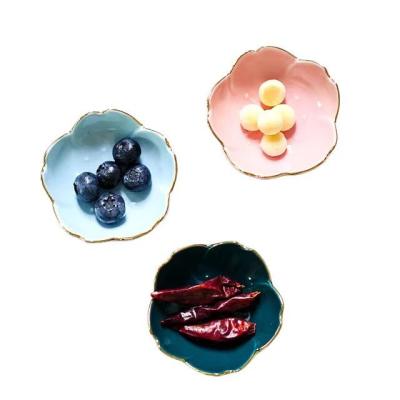 China Cute Viable Creative Japanese Sakura Ceramic Dish Cherry Blossom Dish Sauce Dish Flower Bowl For Cooking Sauce Vinegar Dishes for sale