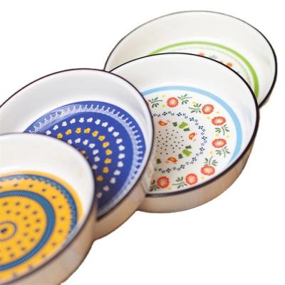 China Viable Round 4PCS Small Serving Dishes Set Ceramic Sauce Dish Tray Sushi Cake Snack Plate Kitchen Seasoning Tableware Home Decor for sale